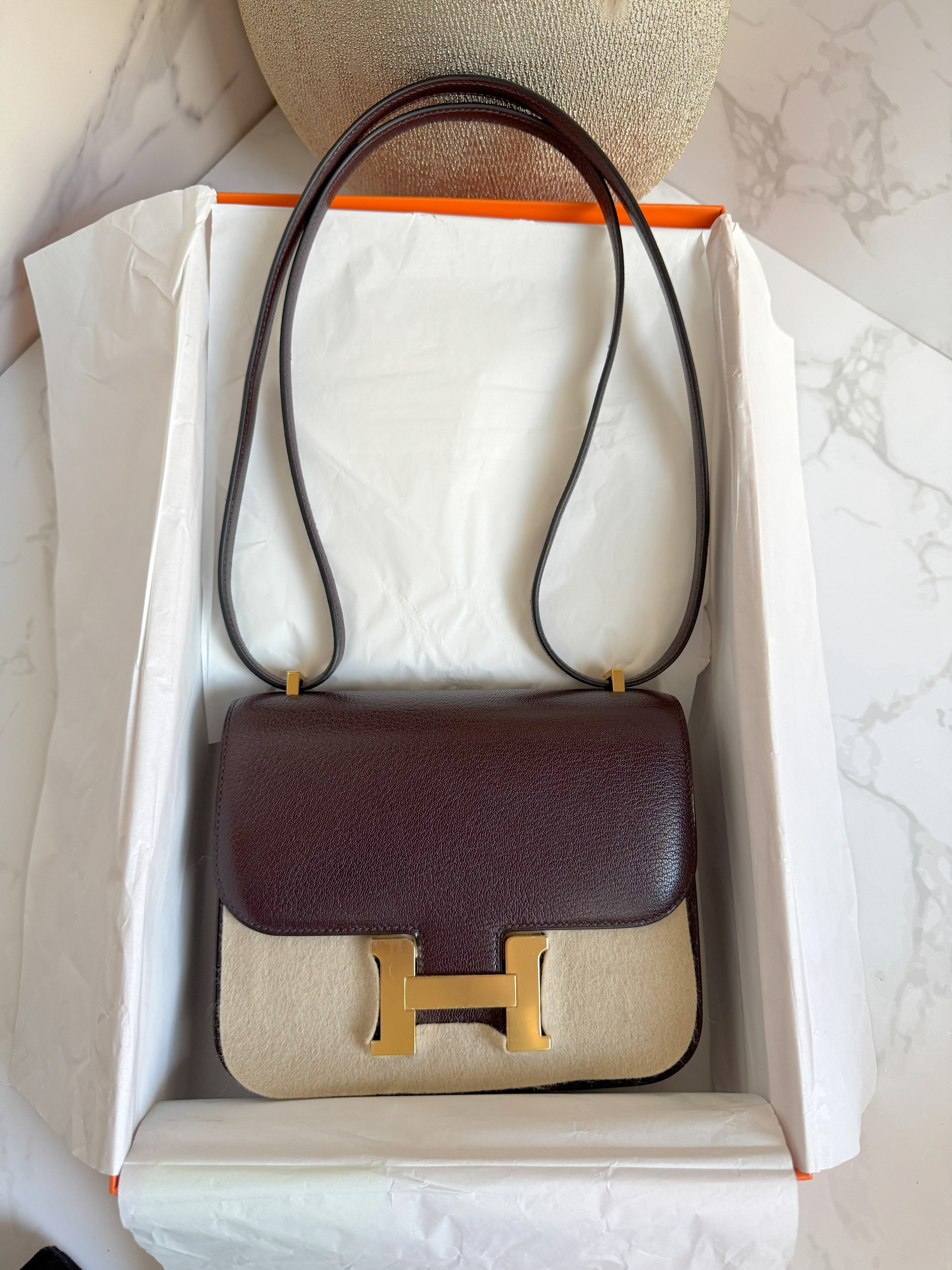 BNIB Hermes Mini Constance 18 Rouge Sellier Chevre leather with gold HW W 2025