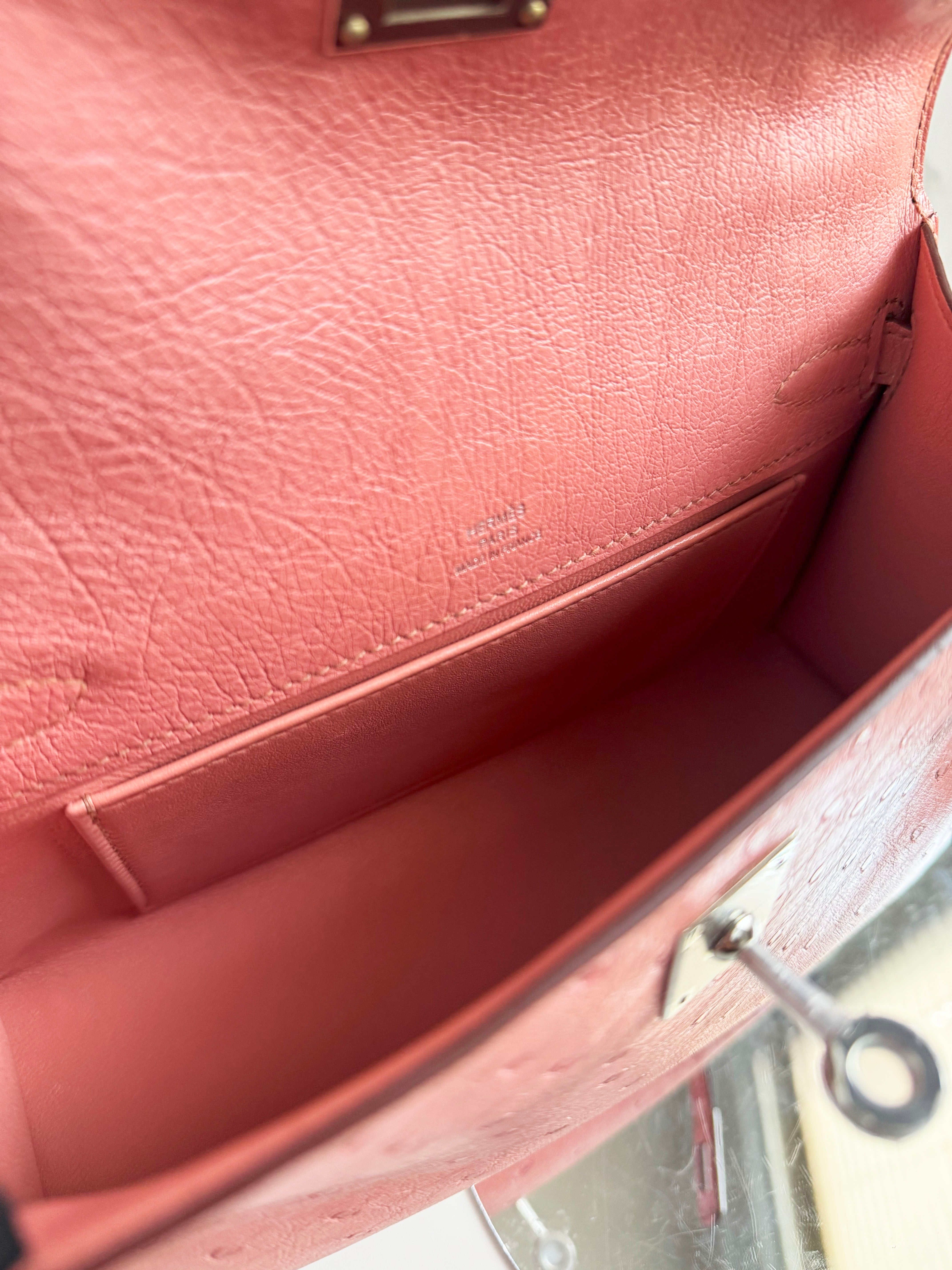 BNIB Hermès Kelly Pochette Clutch Terre Cuite Ostrich with Palladium Hardware
