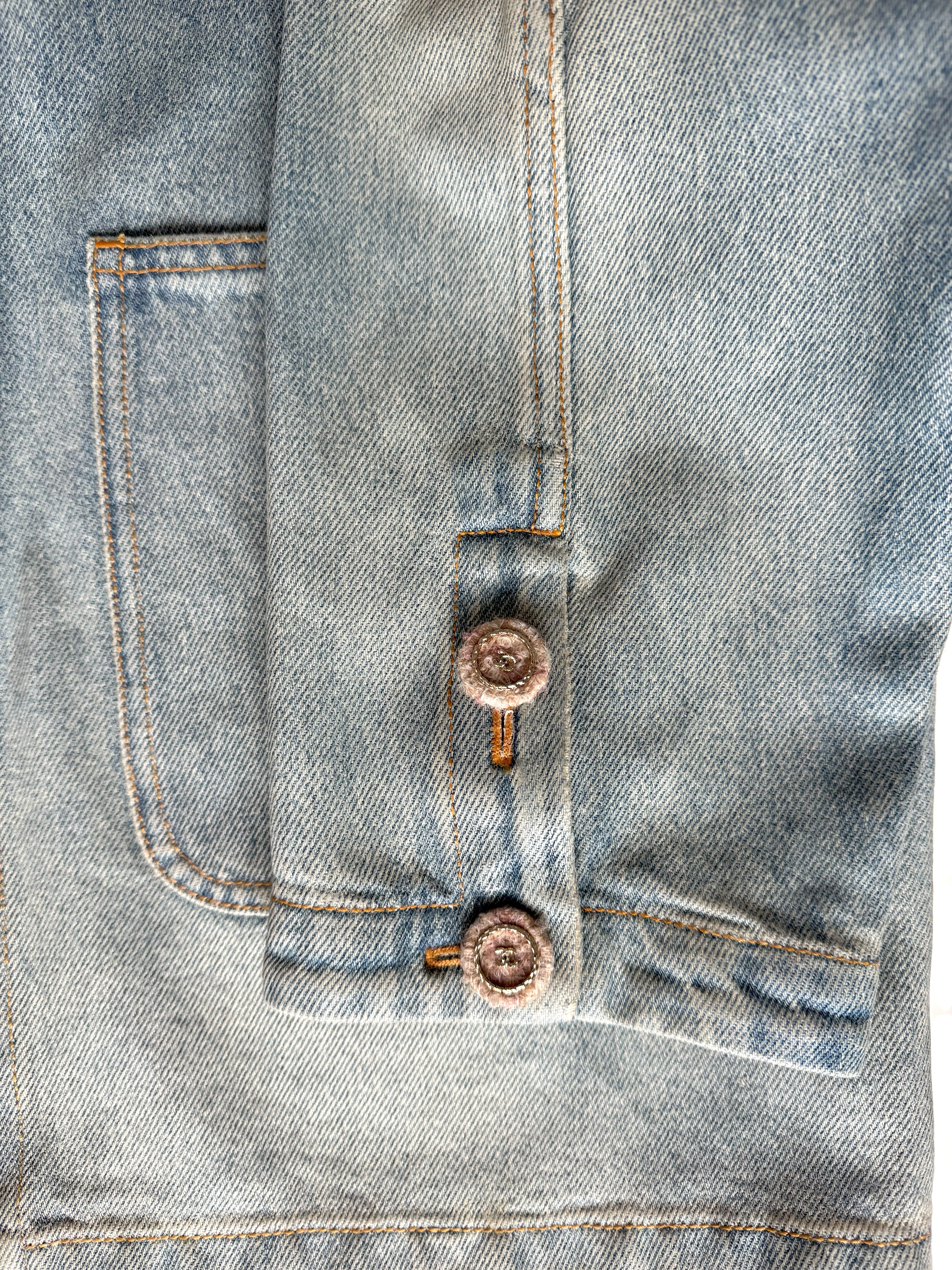 Chanel 24K Water-Repellent Coated Long Oversized Denim Jacket Light Blue Size 34