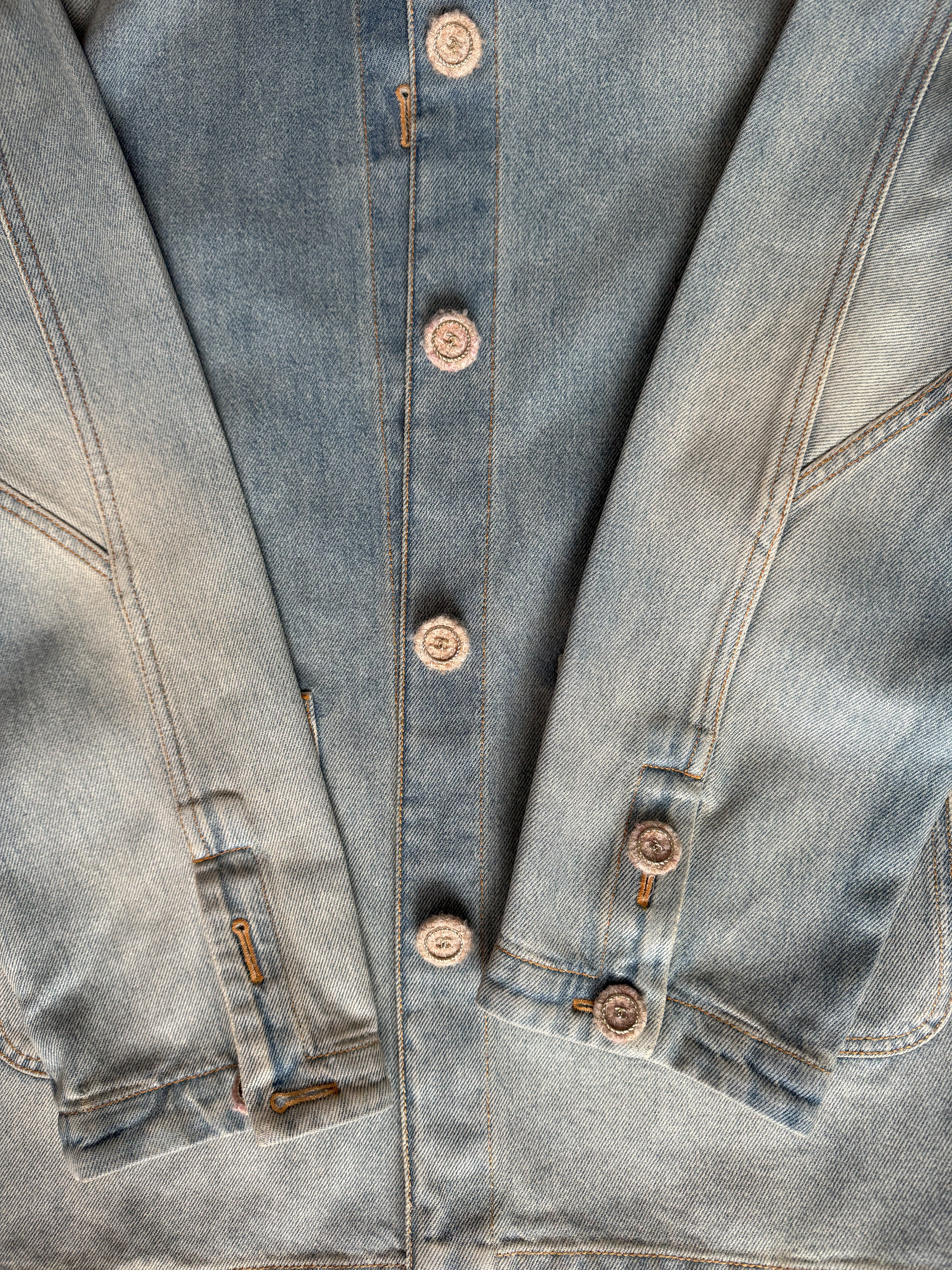 Chanel 24K Water-Repellent Coated Long Oversized Denim Jacket Light Blue Size 34
