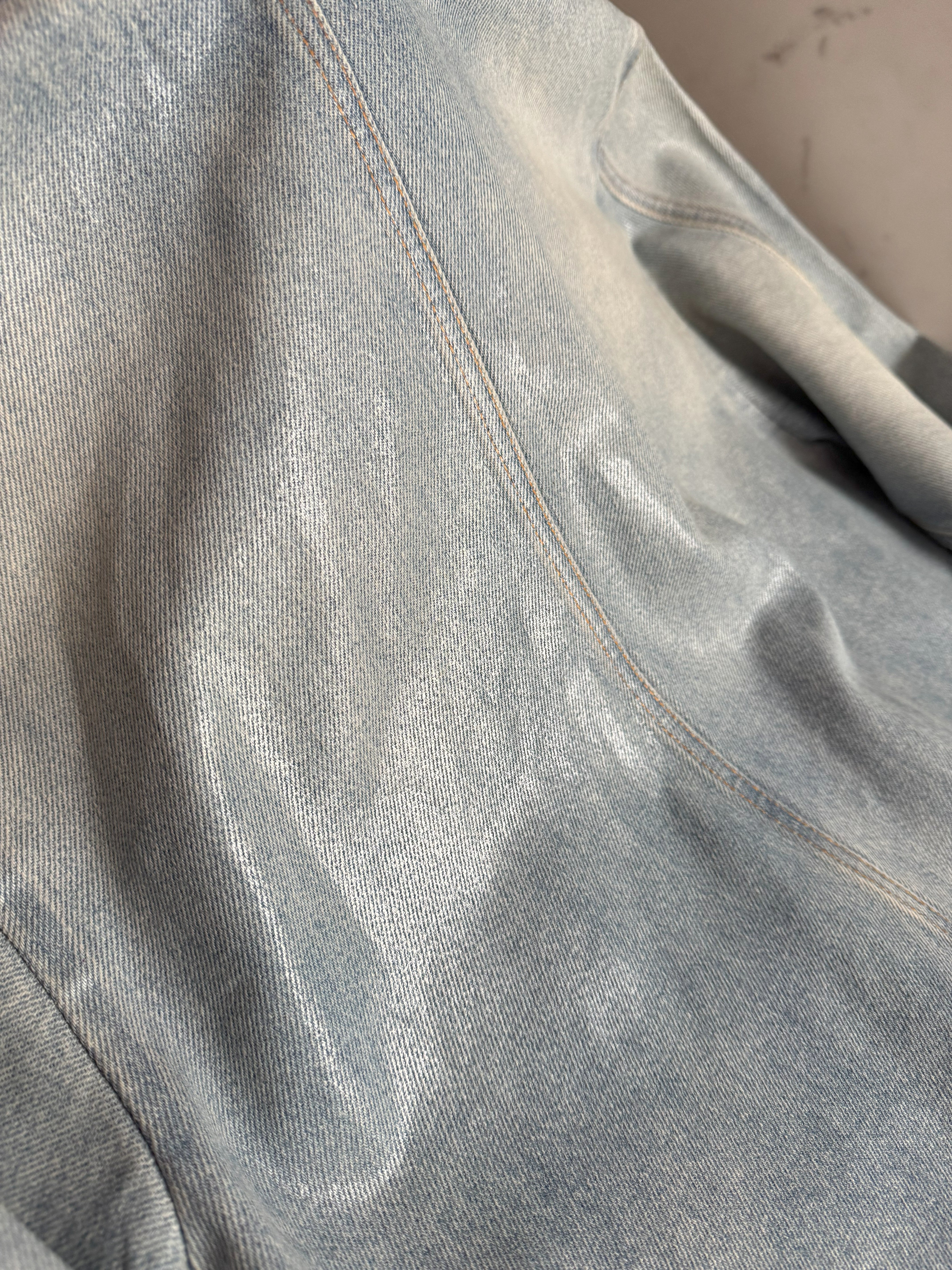 Chanel 24K Water-Repellent Coated Long Oversized Denim Jacket Light Blue Size 34