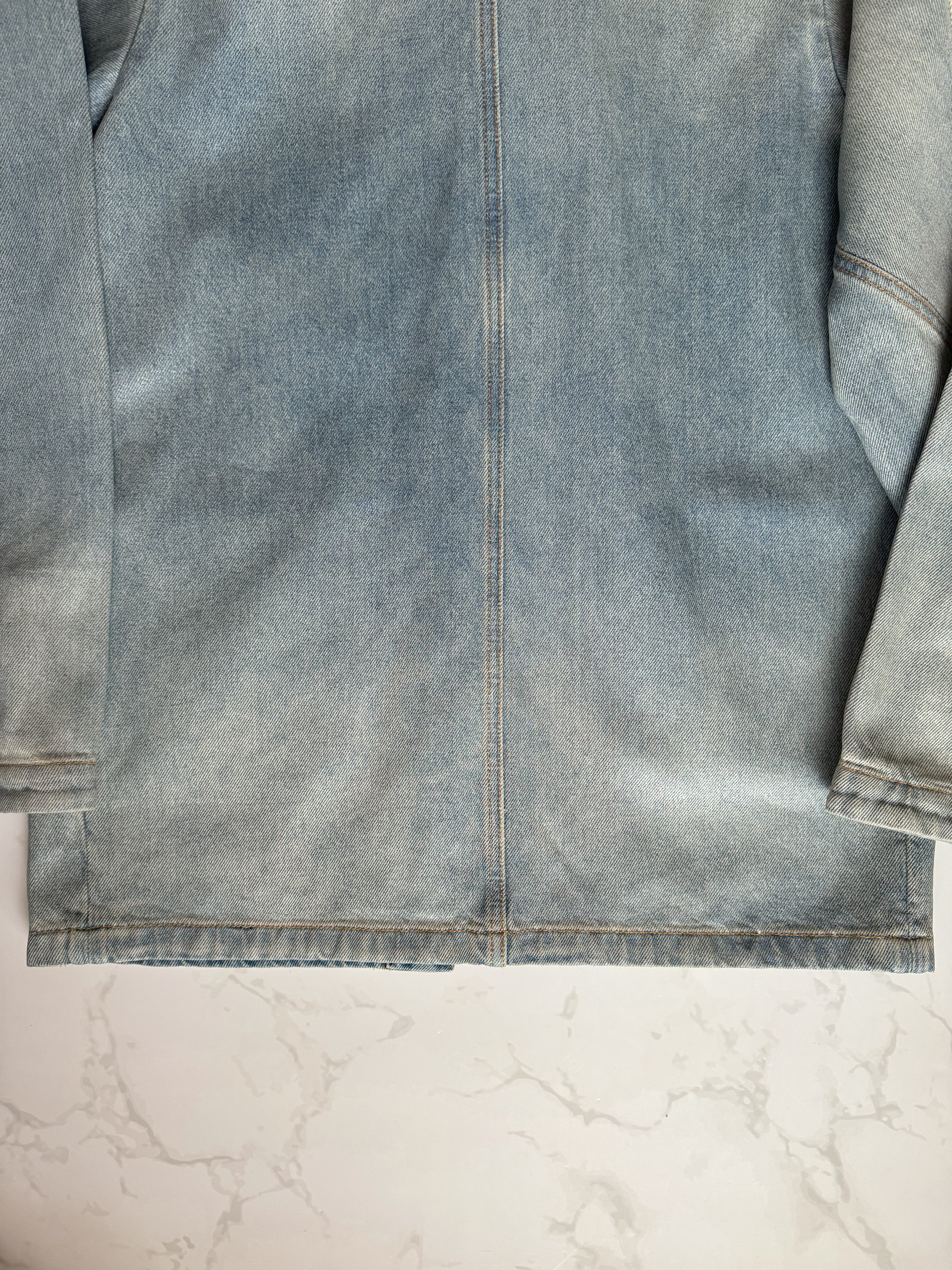 Chanel 24K Water-Repellent Coated Long Oversized Denim Jacket Light Blue Size 34