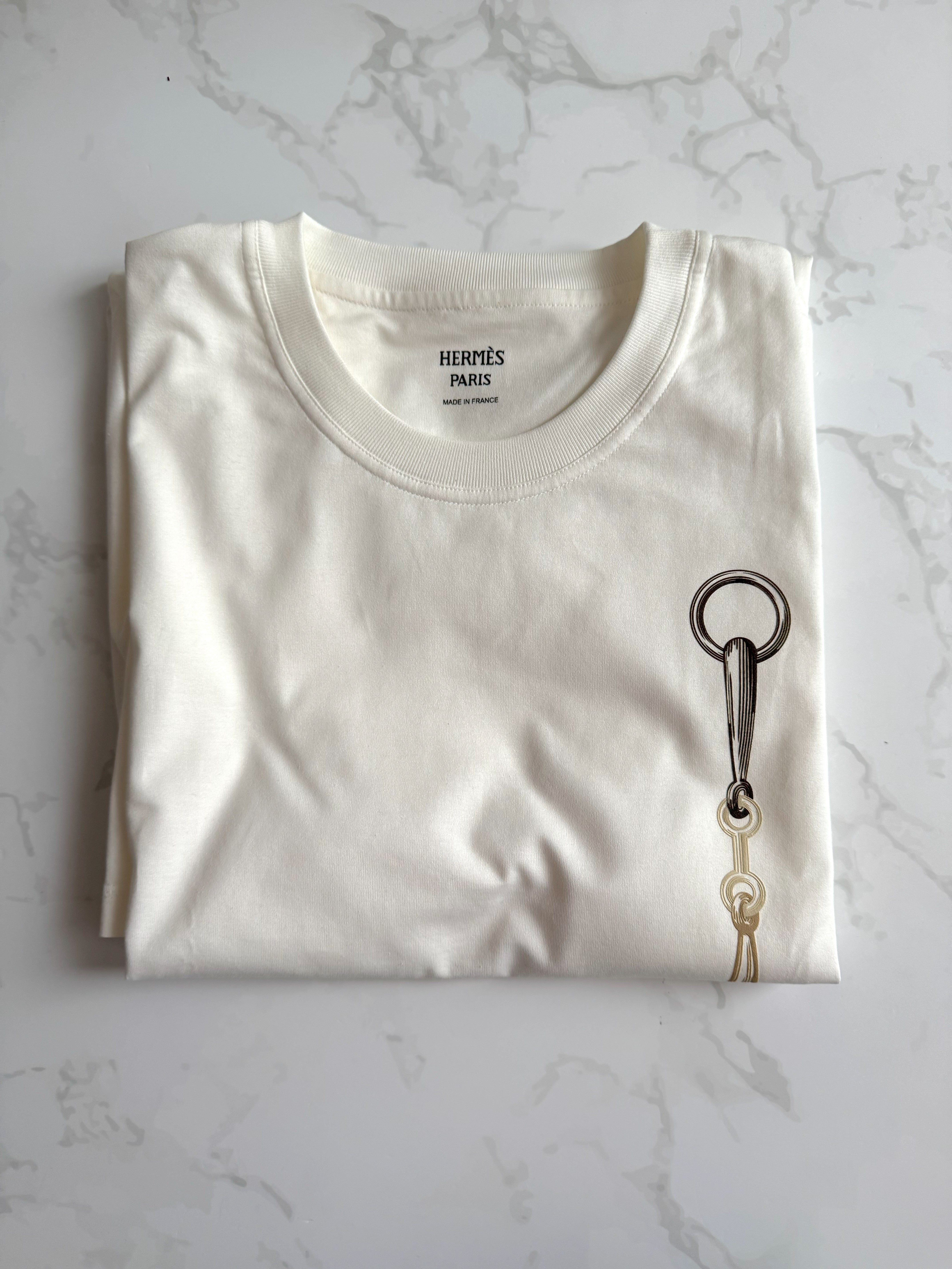 NEW Hermès "Effet Kaleidoscope" T-shirt Dress SS25 in Blanc Cassé - Size 36 $800