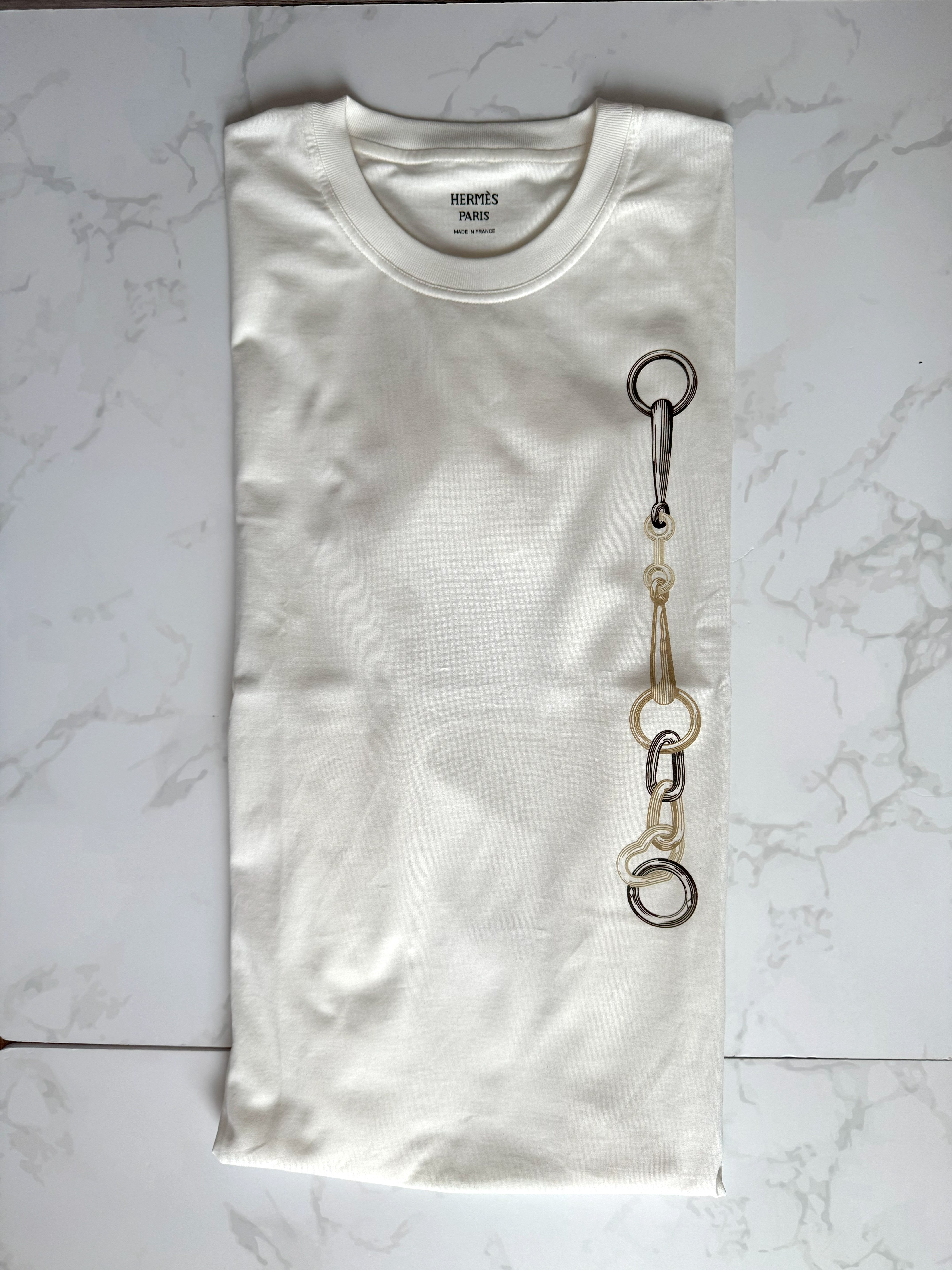 NEW Hermès "Effet Kaleidoscope" T-shirt Dress SS25 in Blanc Cassé - Size 36 $800