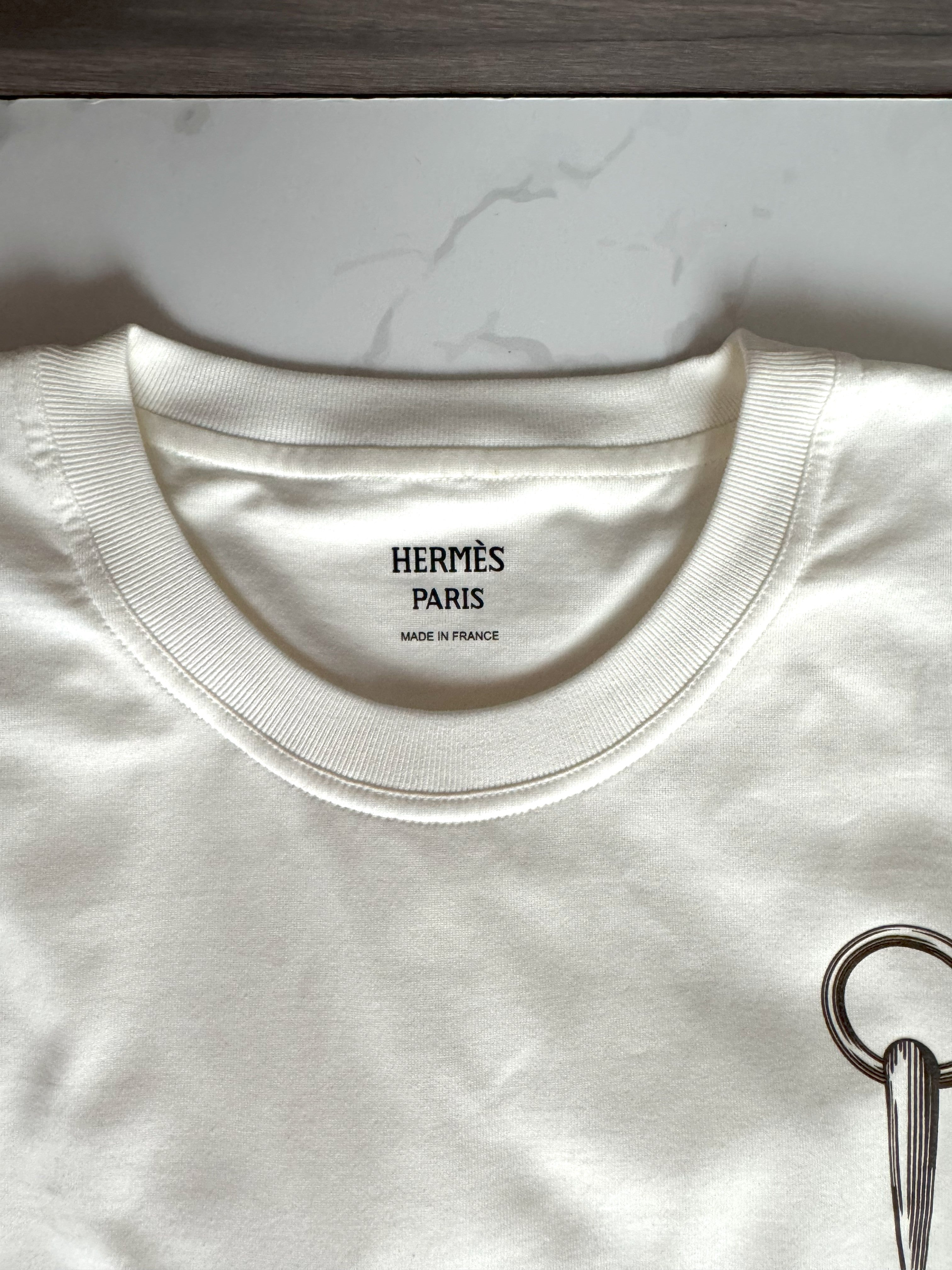 NEW Hermès "Effet Kaleidoscope" T-shirt Dress SS25 in Blanc Cassé - Size 36 $800
