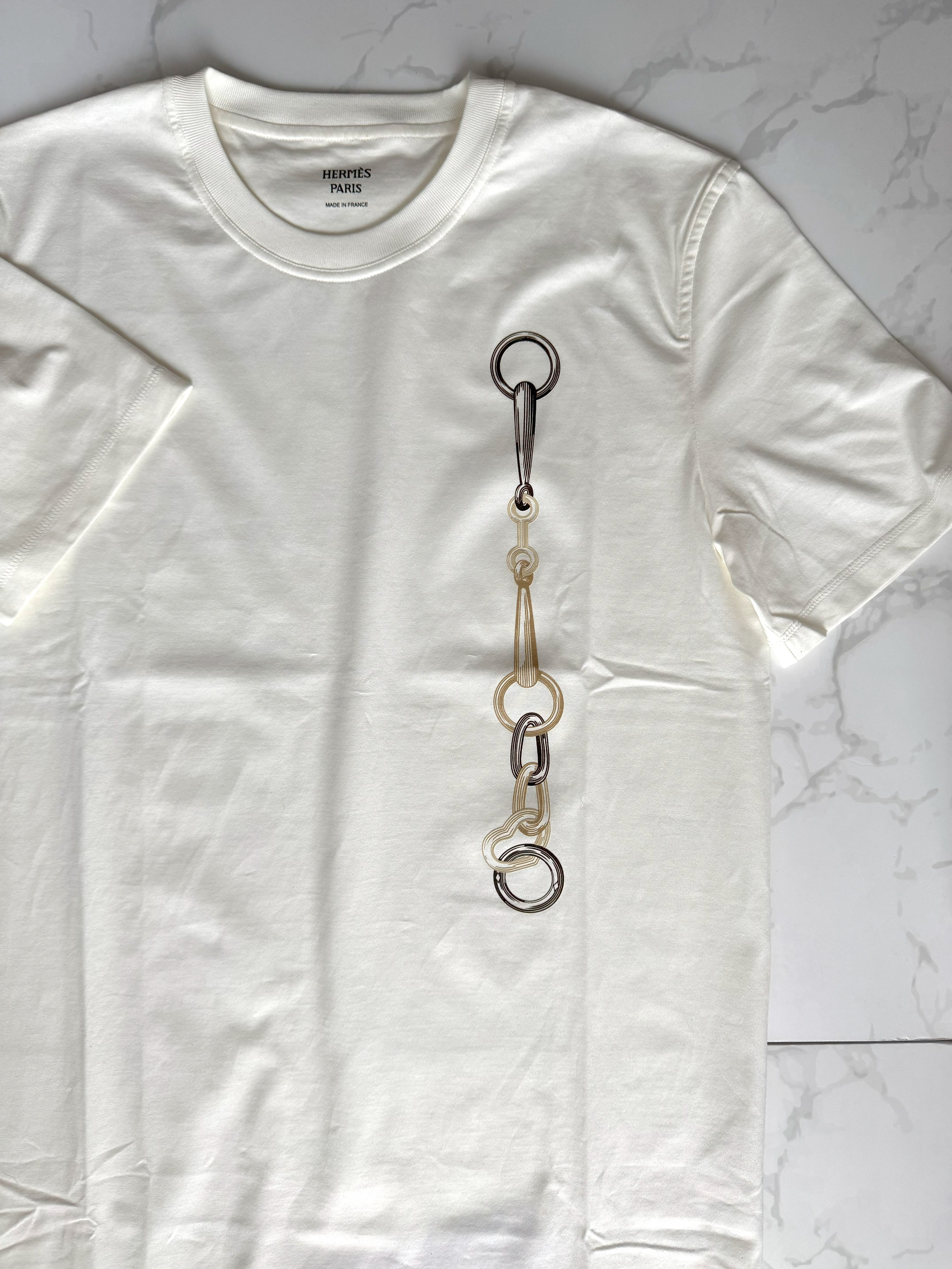 NEW Hermès "Effet Kaleidoscope" T-shirt Dress SS25 in Blanc Cassé - Size 36 $800