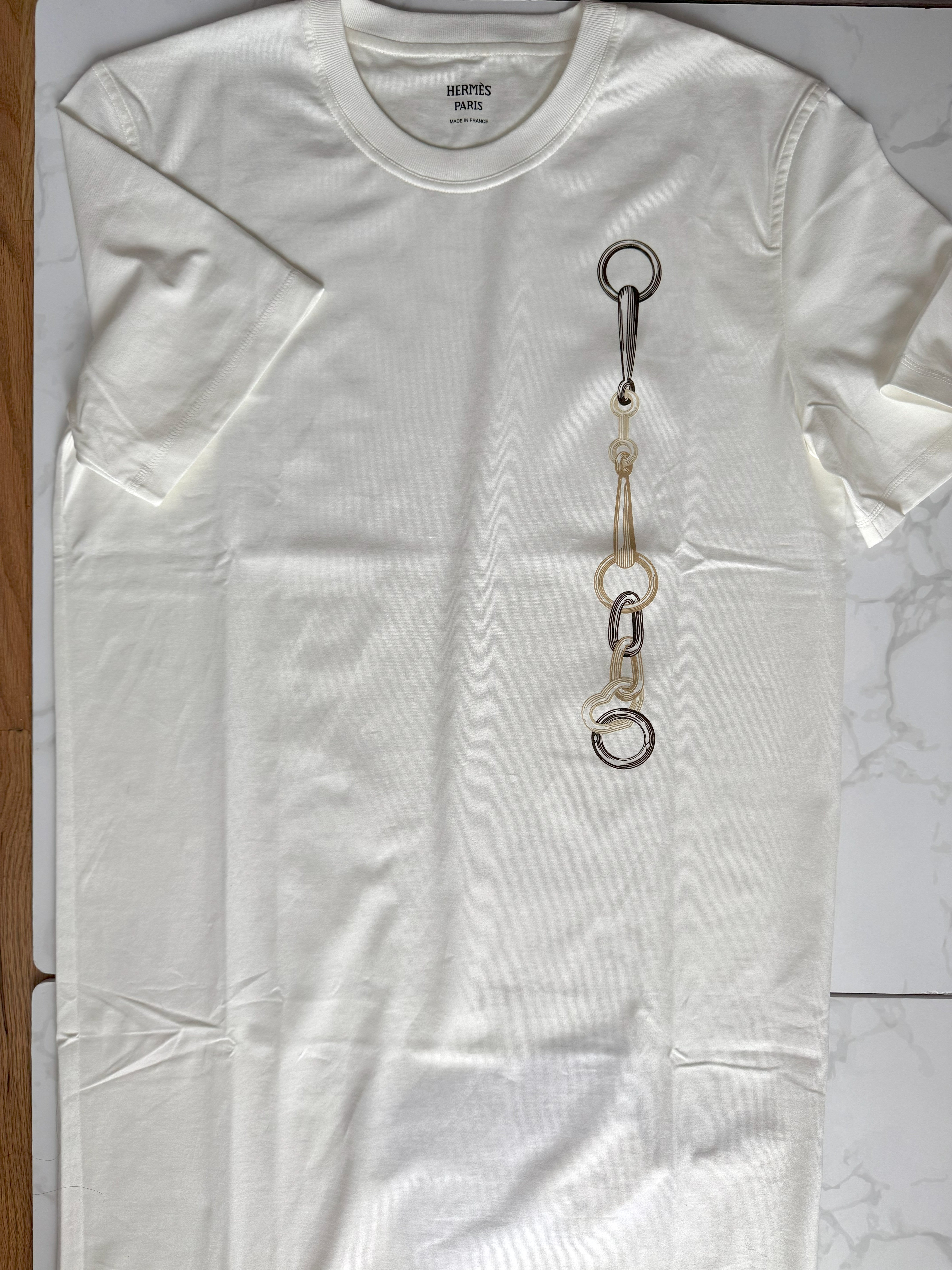 NEW Hermès "Effet Kaleidoscope" T-shirt Dress SS25 in Blanc Cassé - Size 36 $800