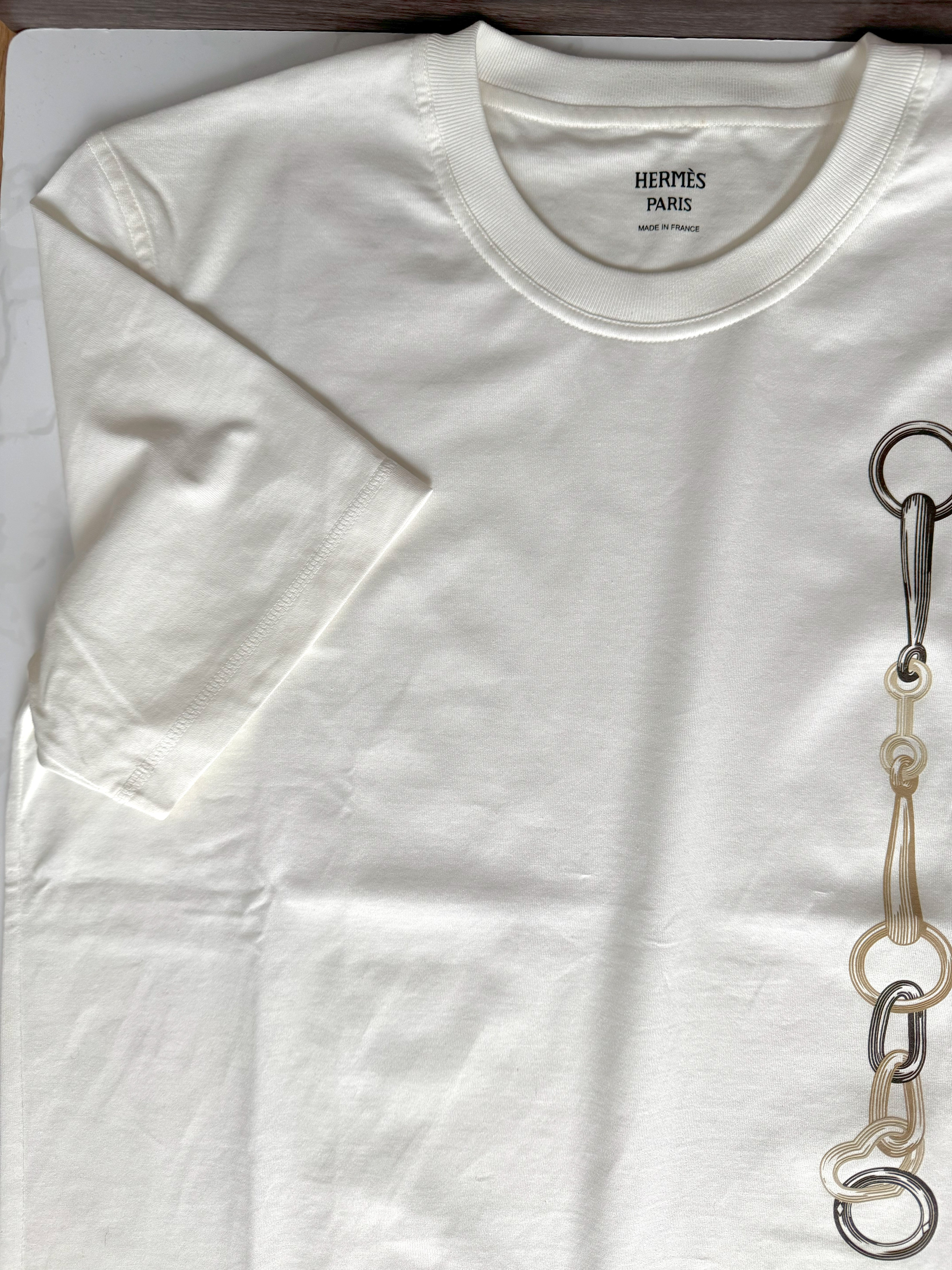 NEW Hermès "Effet Kaleidoscope" T-shirt Dress SS25 in Blanc Cassé - Size 36 $800