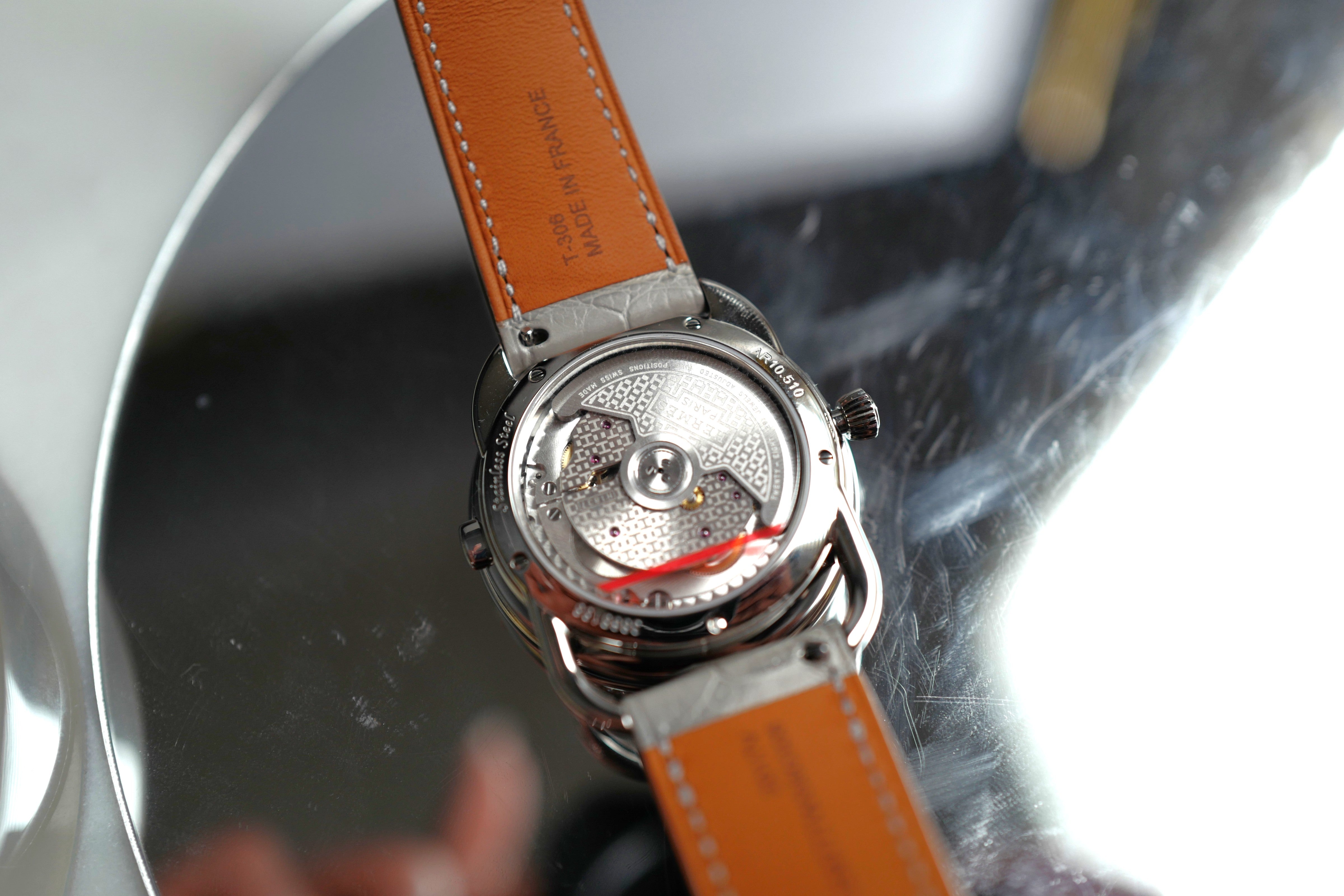 BNIB Hermès Arceau Le Temps Voyageur 38mm Gris Perle Diamonds $38K