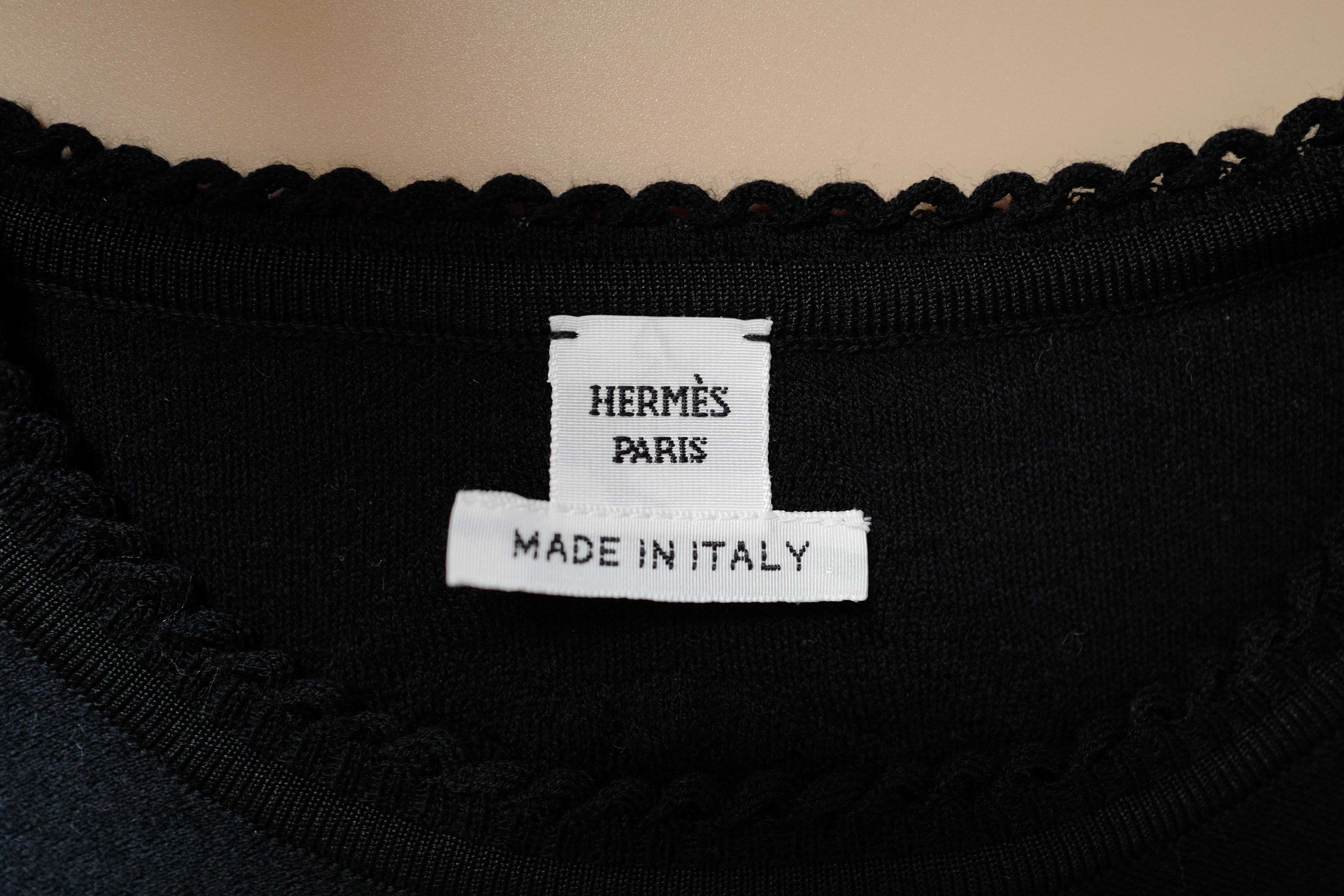 NEW Hermès “Palefroi Remix” Light Knit Long Sleeve Sweater Noir Black Size 36