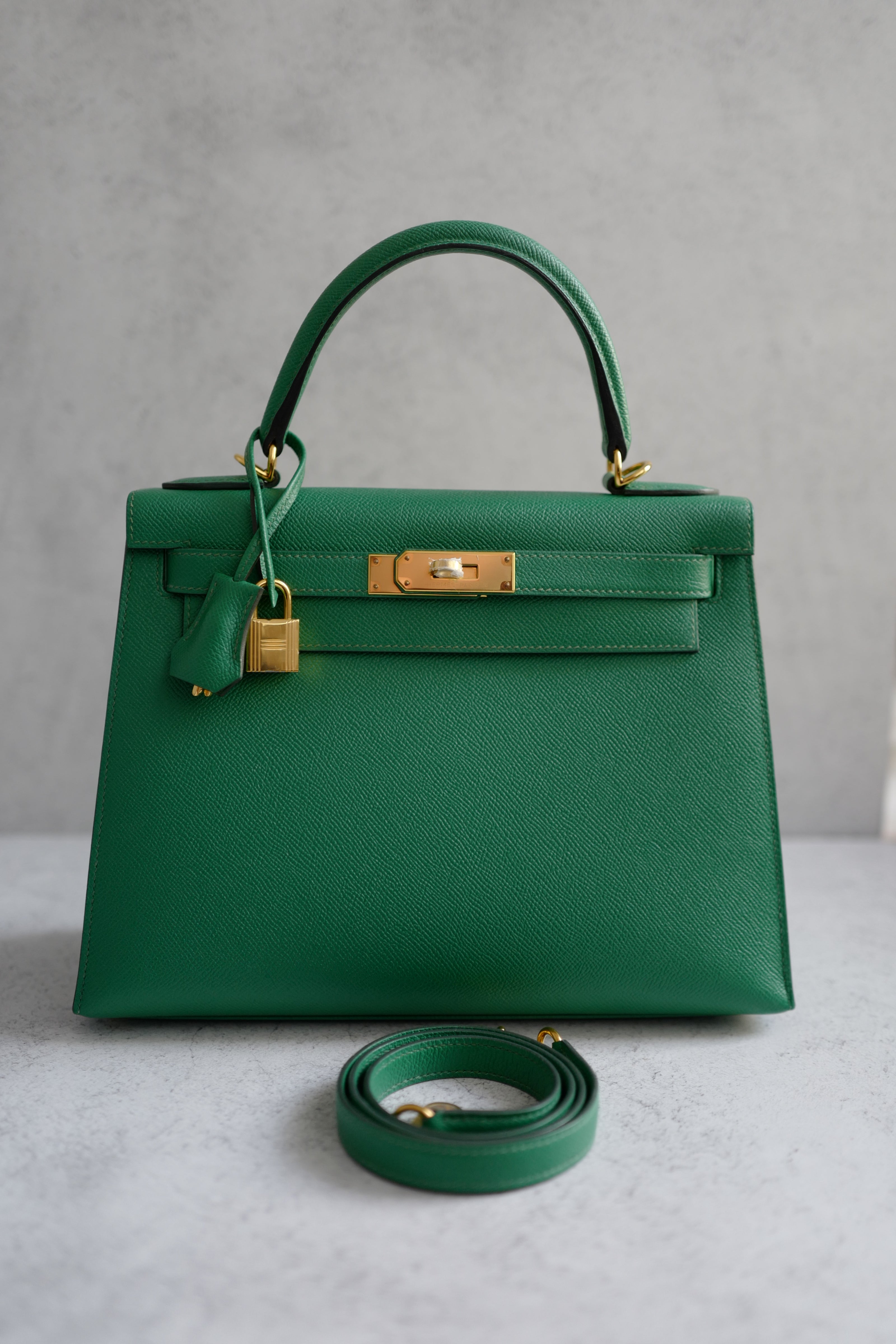 Hermes Kelly 28 Bamboo Epsom Sellier Goldware C Stamp 2018