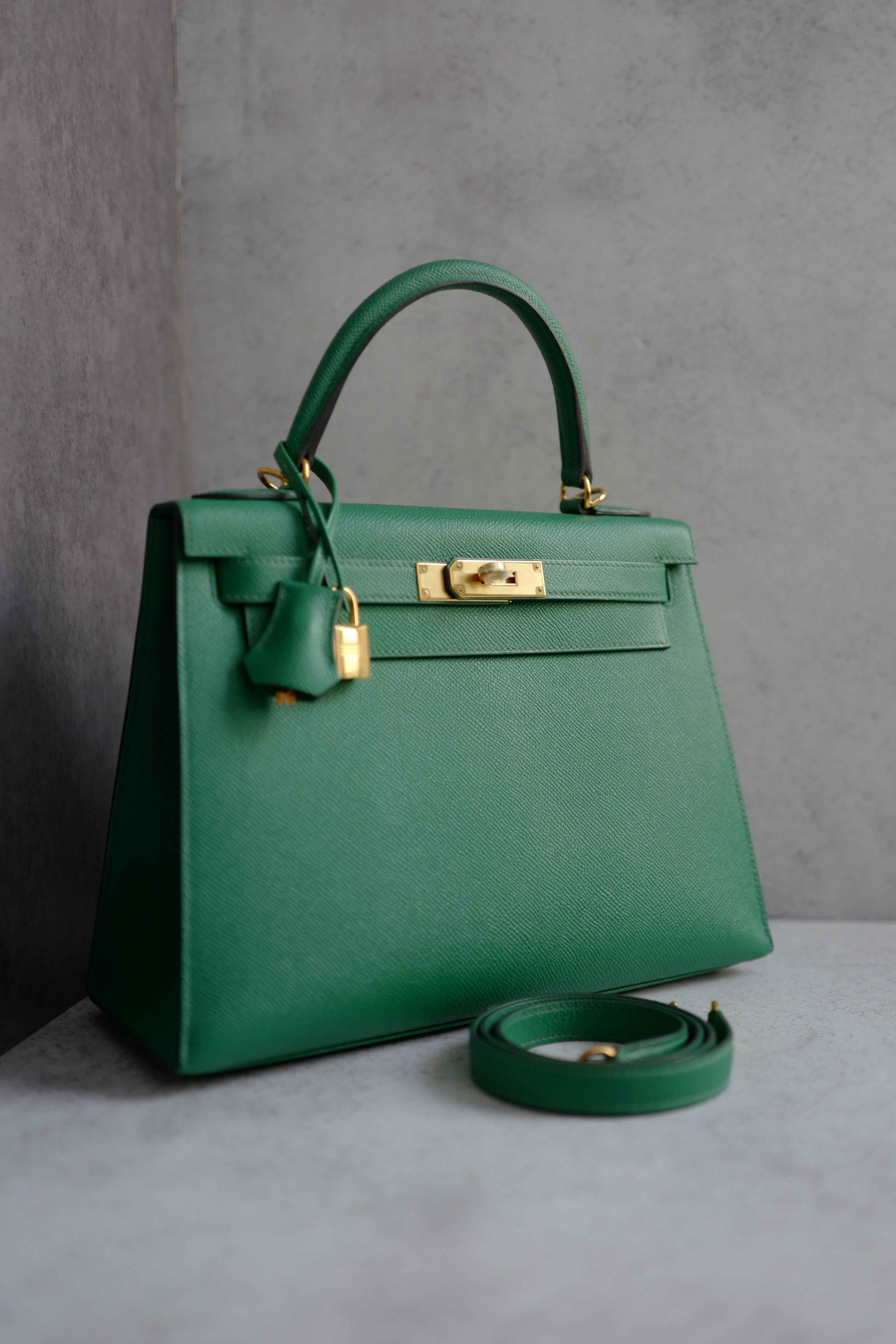 Hermes Kelly 28 Bamboo Epsom Sellier Goldware C Stamp 2018