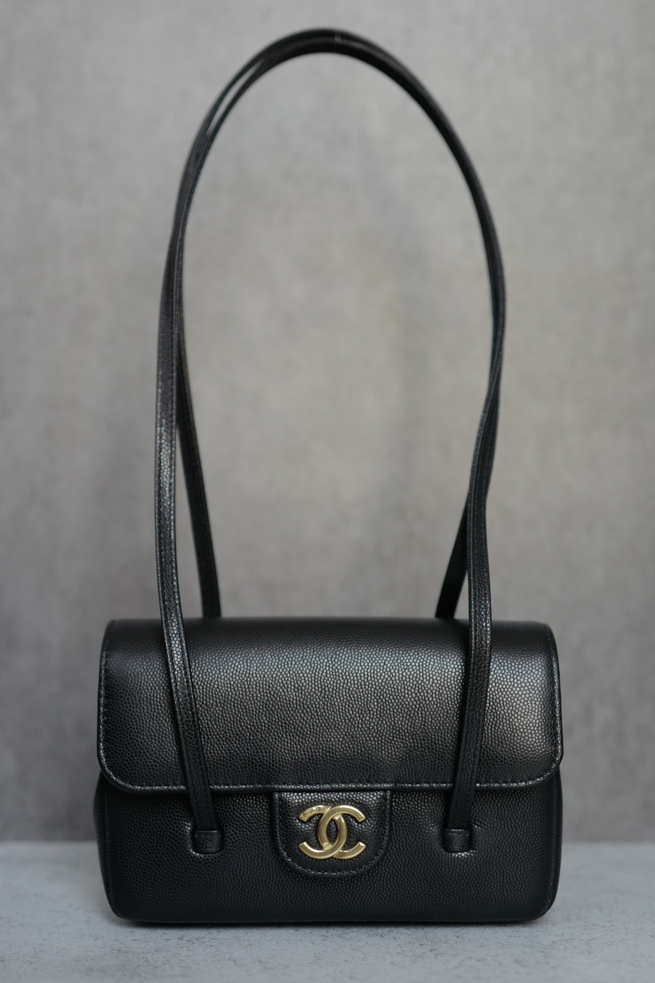 Chanel 26 Preppy Coco 17 Mini Black Grained Shiny Calfskin Gold Hardware