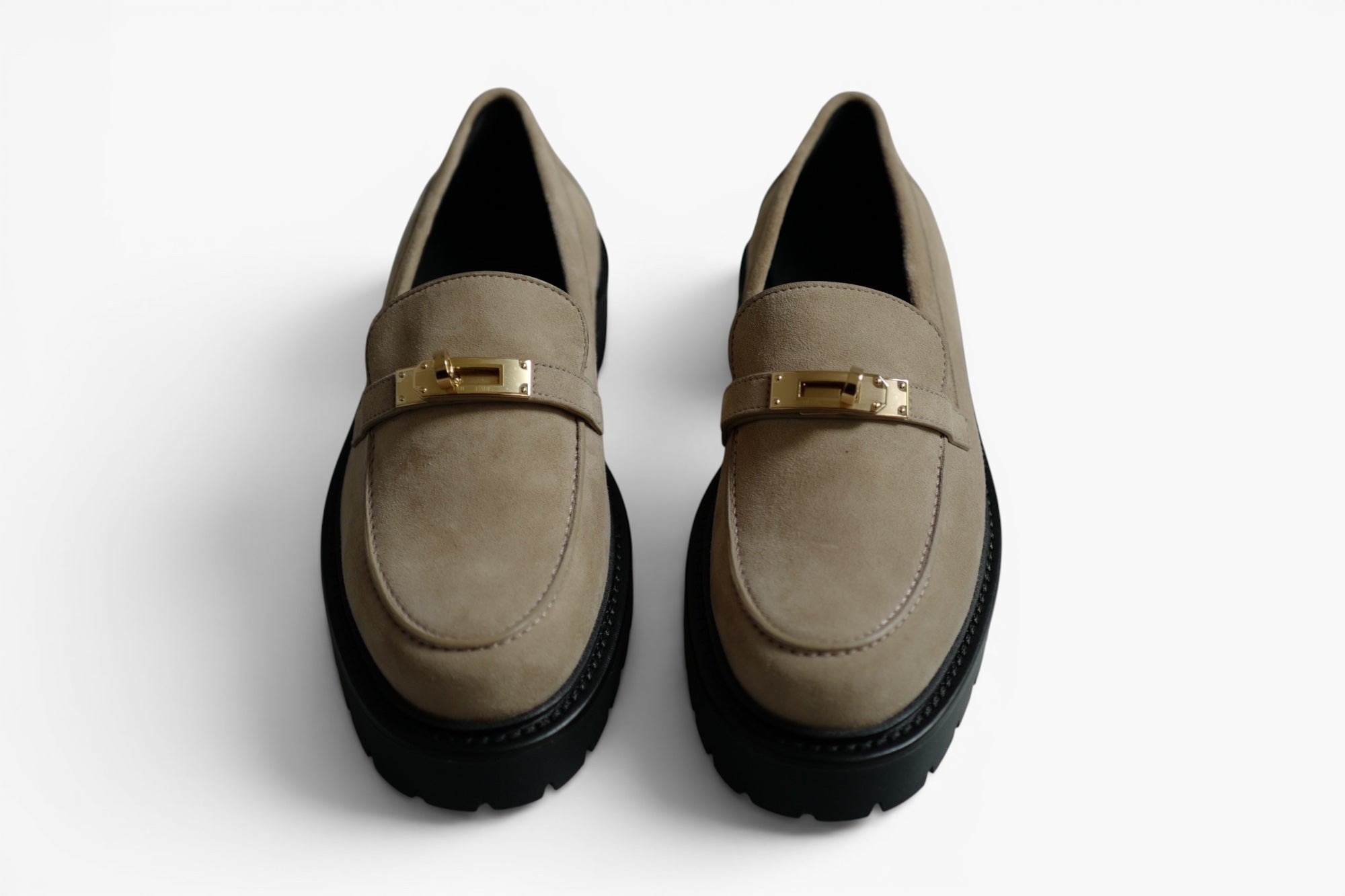 Hermes Shoes Icone Loafers Suede Beige Sable Size 38.5