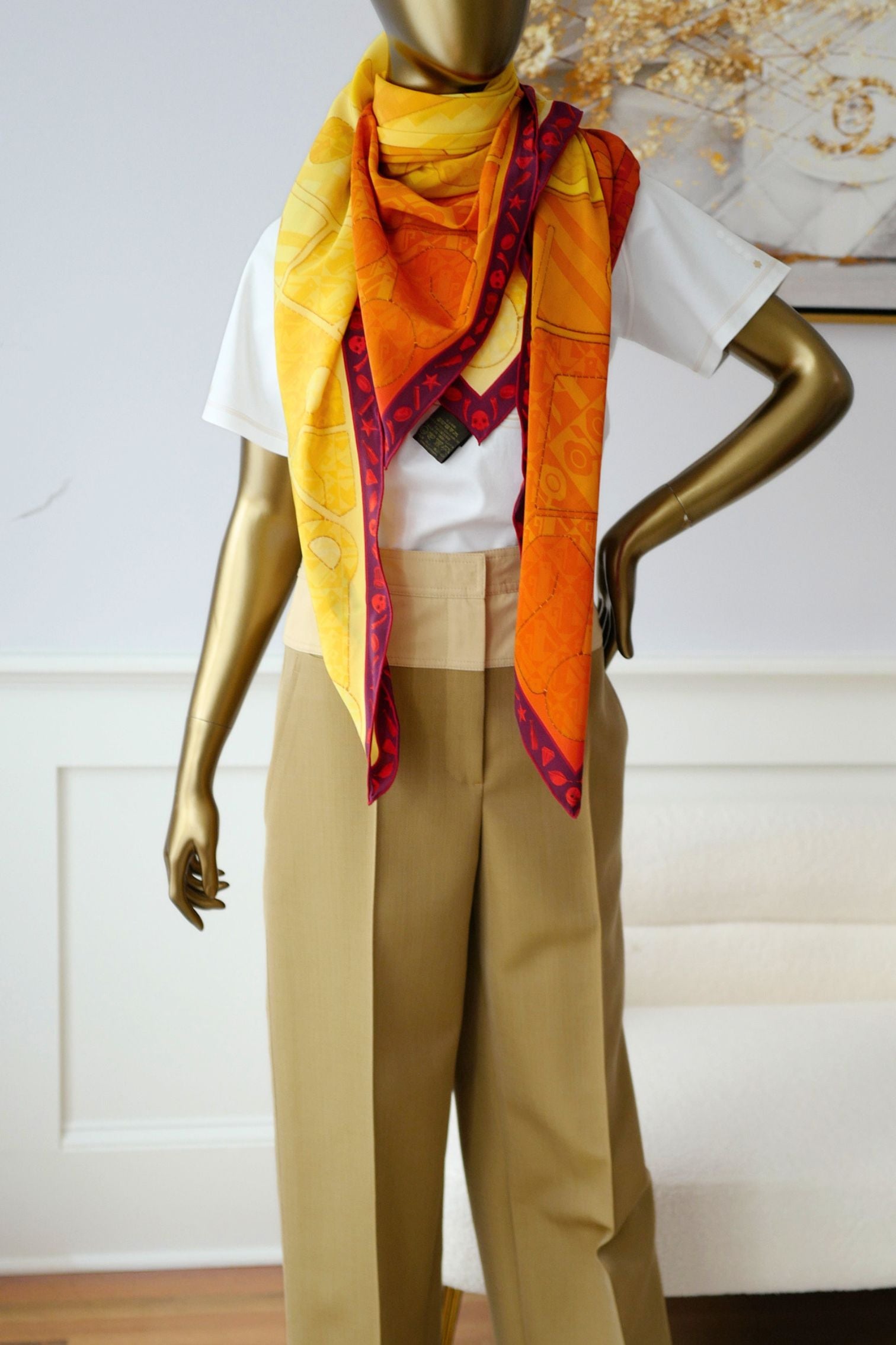 Louis Vuitton Inti Sun Scarf Silk Yellow Monogram Geometric