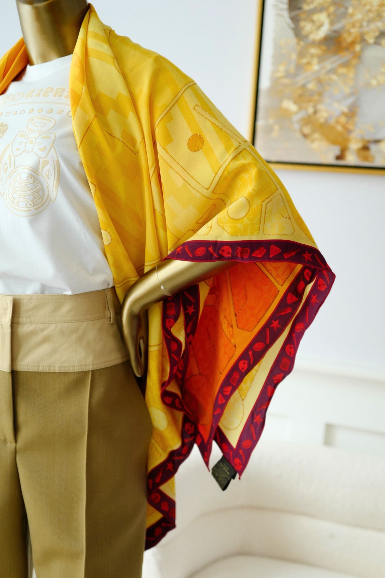 Louis Vuitton Inti Sun Scarf Silk Yellow Monogram Geometric