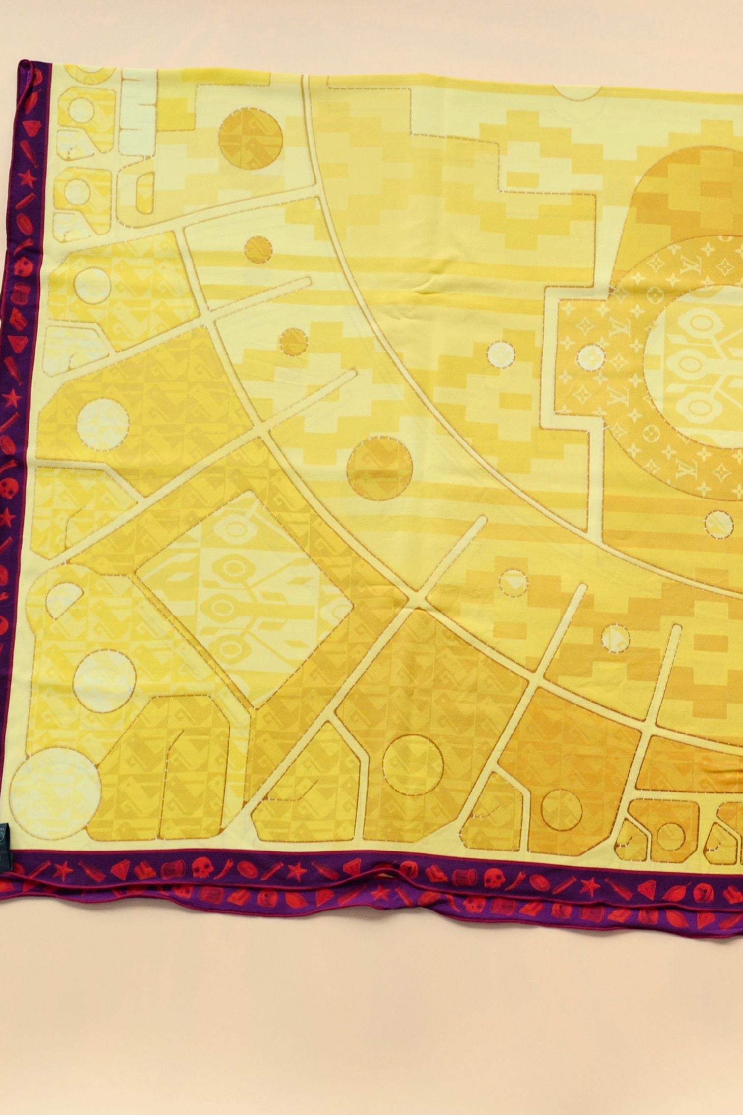 Louis Vuitton Inti Sun Scarf Silk Yellow Monogram Geometric
