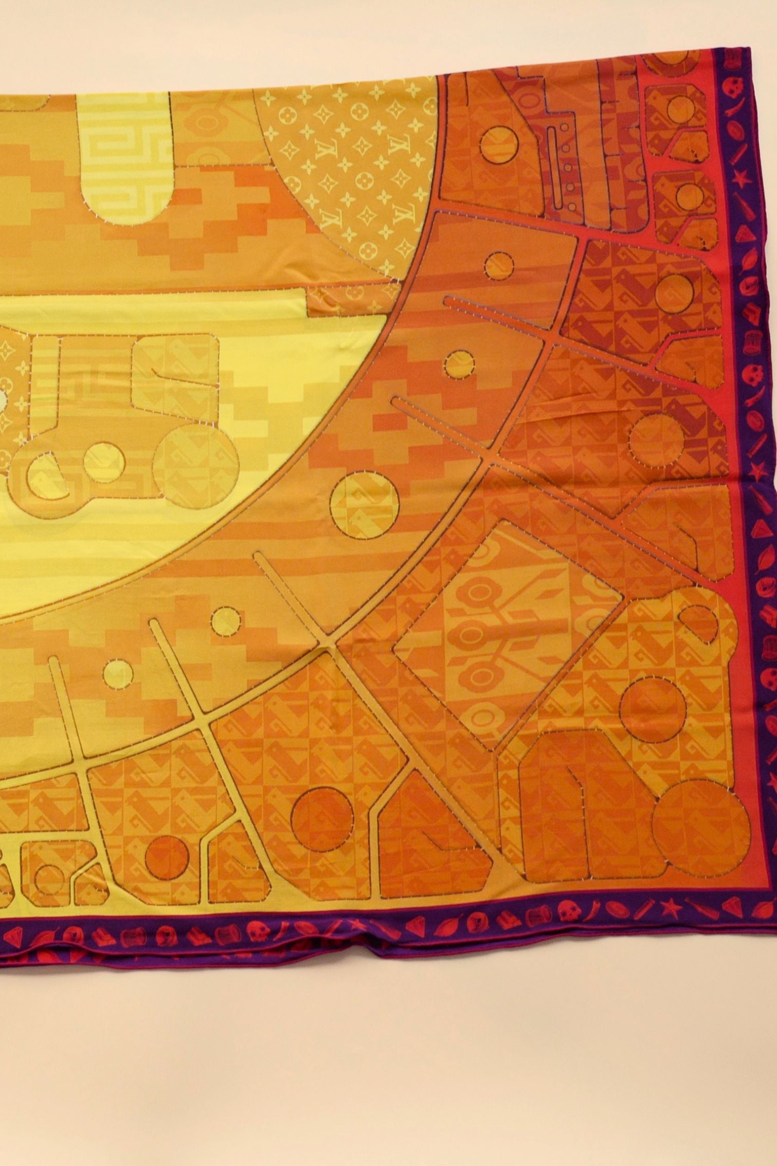 Louis Vuitton Inti Sun Scarf Silk Yellow Monogram Geometric