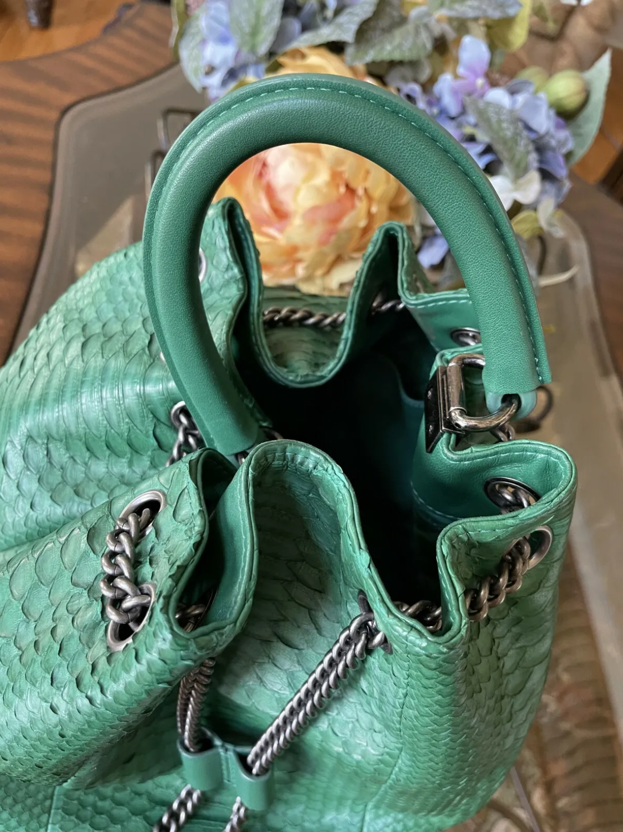 Chanel Gabrielle Backpack Drawstring bag In Phyton Exotic Rare Limited Edition