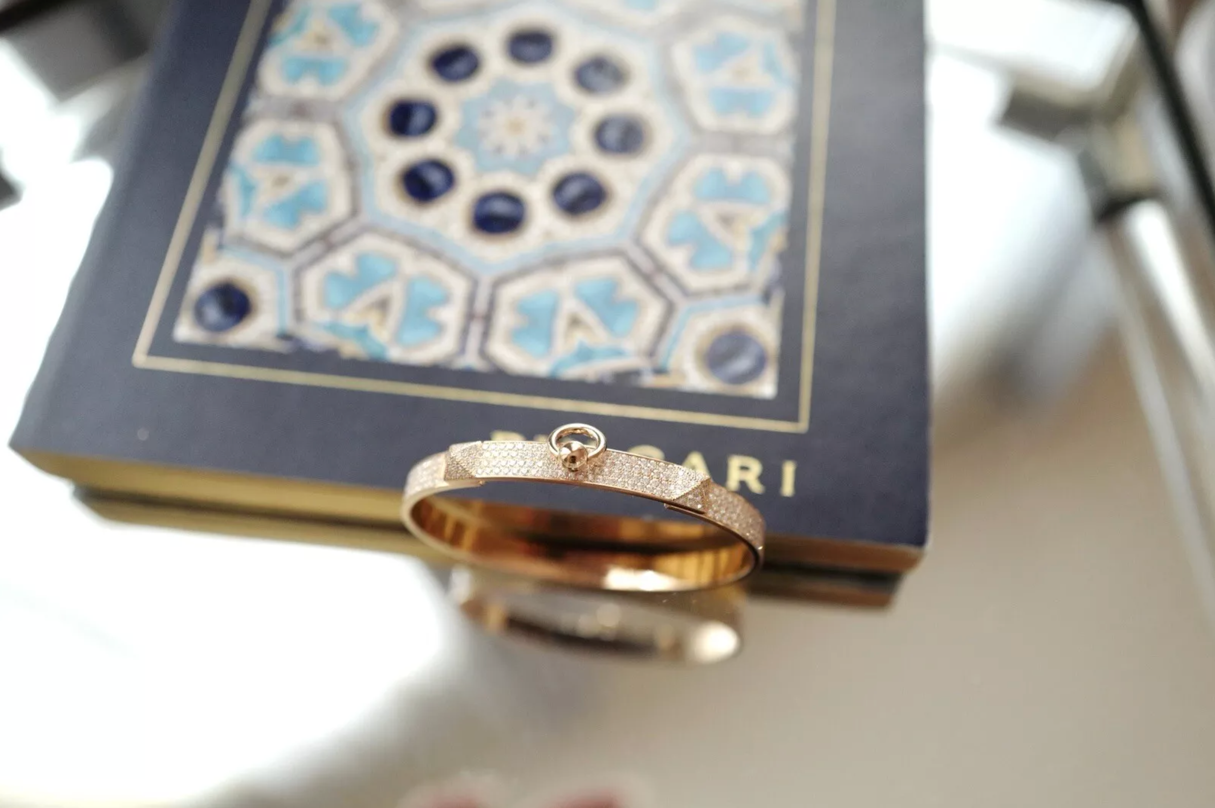 NEW Hermes Collier De Chien Bracelet Rose Gold Full Paved Diamond Small SH $60K