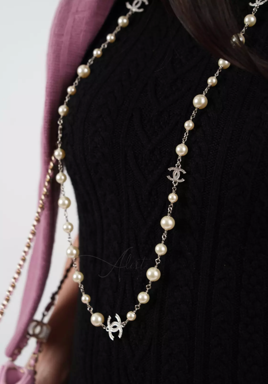 【24SS】 CHANEL CC ホワイトパールネックレス シルバー ネックレス - メタル、コスチューム パール & ストラス