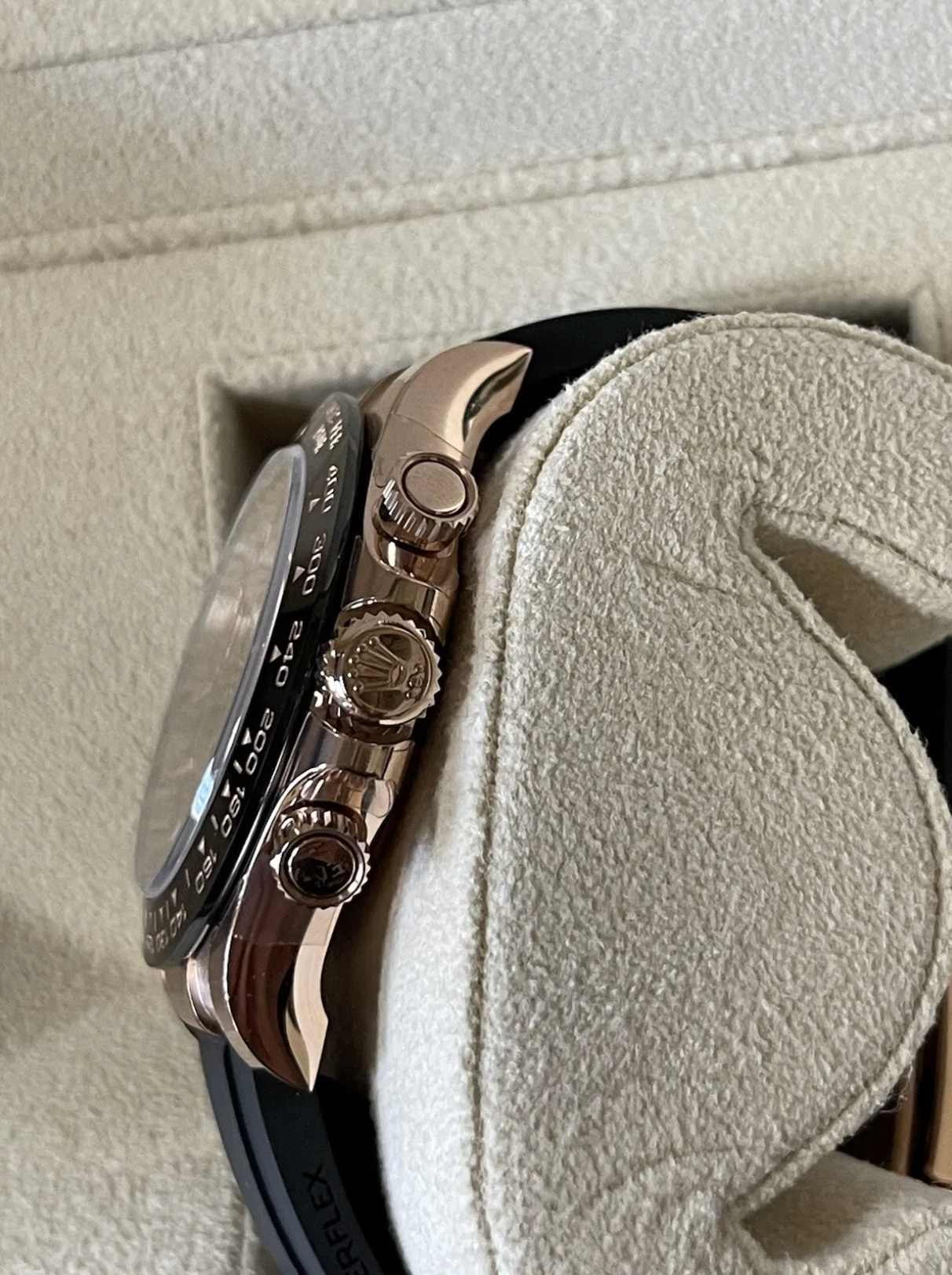 NEW Rolex Daytona 116515LN ROSE Gold Oysterflex Box/Papers Sundust Dial