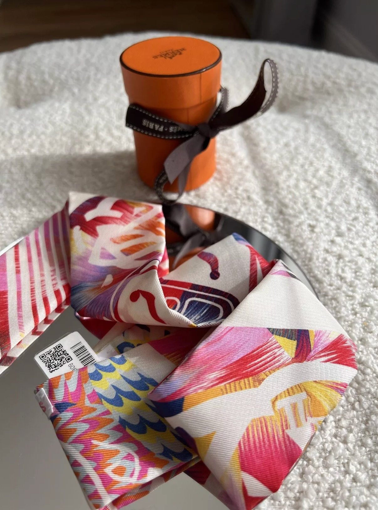 BNIB Hermes Ex Libris Marble Silk Twilly In Rose/blanc/bleu Japanese Dye $400