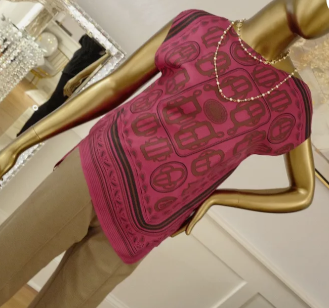 NEW Hermes Top Asymmetrical Sur Twill Silk In Rose Size 34 Over $3K Retail