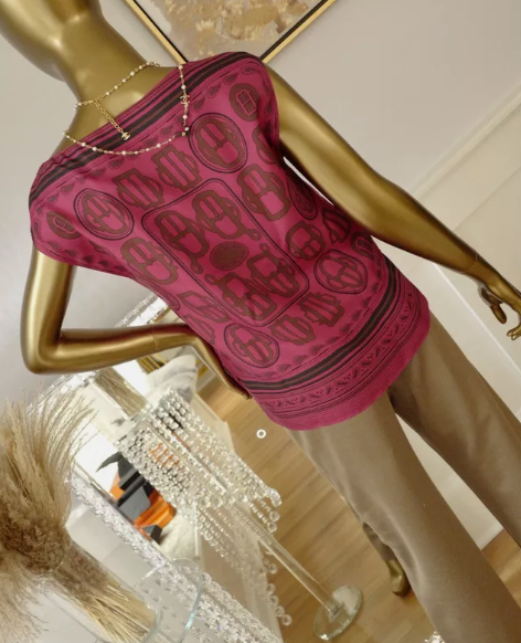 NEW Hermes Top Asymmetrical Sur Twill Silk In Rose Size 34 Over $3K Retail