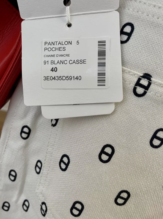 BNIB Hermes Chaine D’ancre 5 Pocket Pants Blanc Casse White Size 40