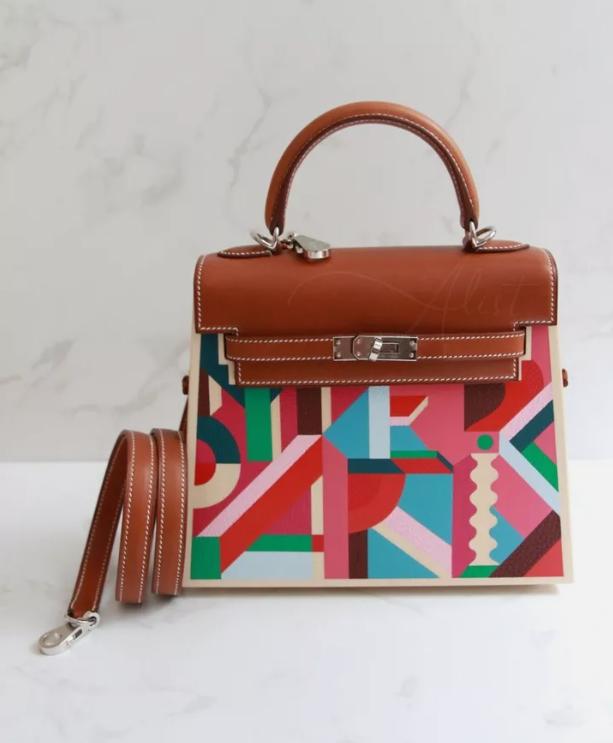 Hermes Kelly Wood Perspective 22 Cavaliere Multicolor B Stamp NEW