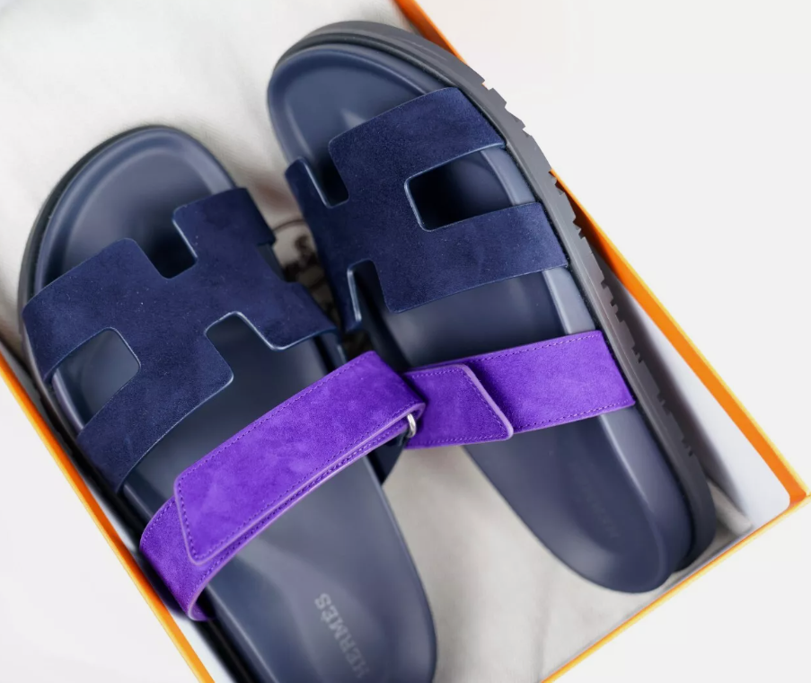 *BNIB* Hermes Women's Chypre Suede Goat Skin Marine / Violet Majorette Size 37