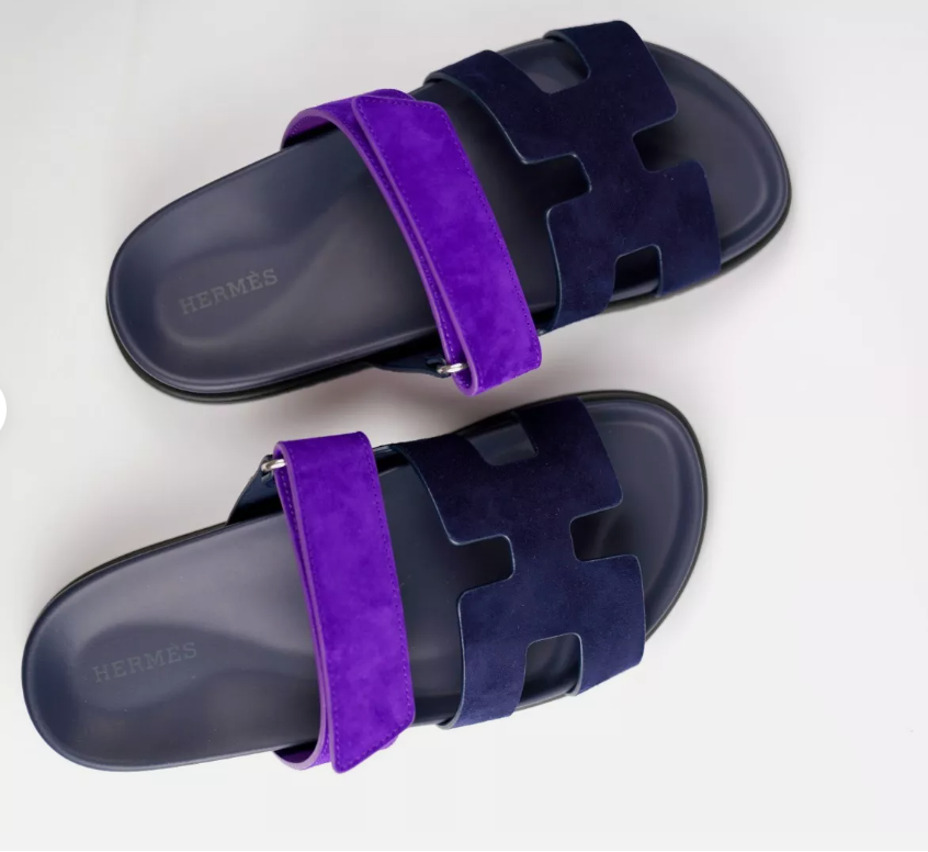 *BNIB* Hermes Women's Chypre Suede Goat Skin Marine / Violet Majorette Size 37