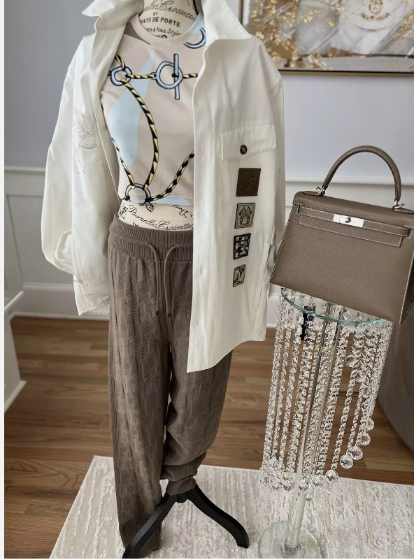 New Hermes "Icones au Carre" Overshirt Jacket White 48 Men SS23 Runway SOLD OUT
