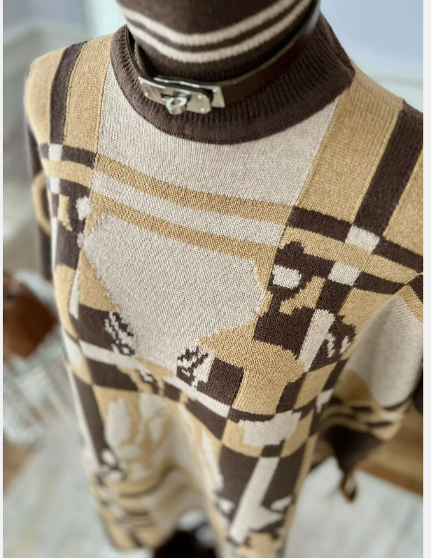 Hermes Brides De Gala Tartan Poncho in Beige Chine size 34 BNIB