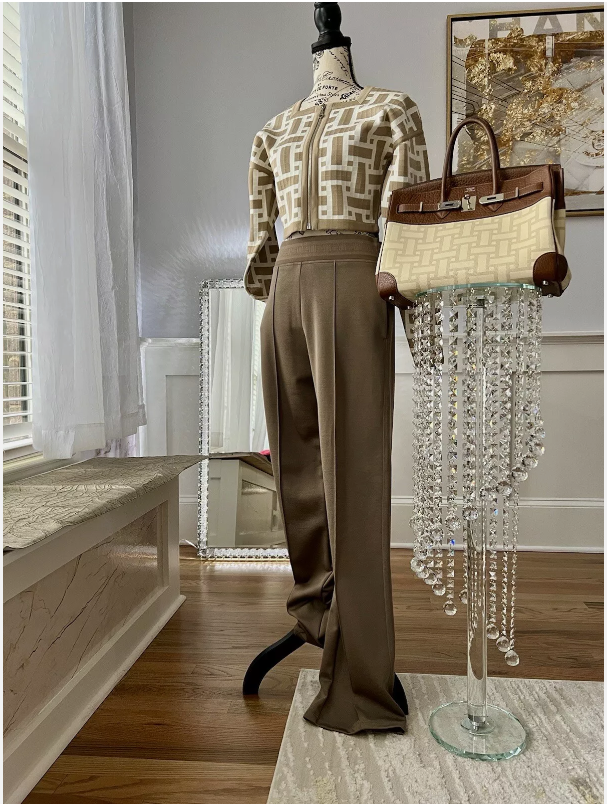 Hermes Pantalon Fluide Flowy Pants Gris Etoupe Size 34 NEW SS24