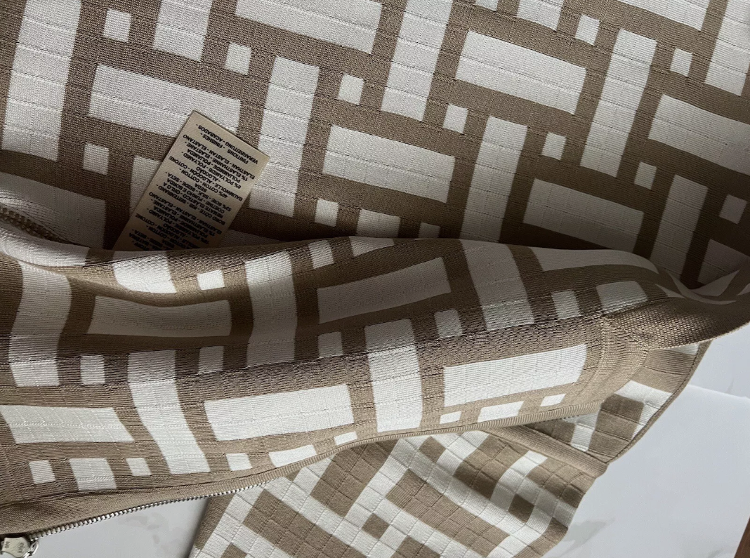 NEW Hermes Mosaique Short Zipped Jacket 38 Beige/Toast $3500 Retail