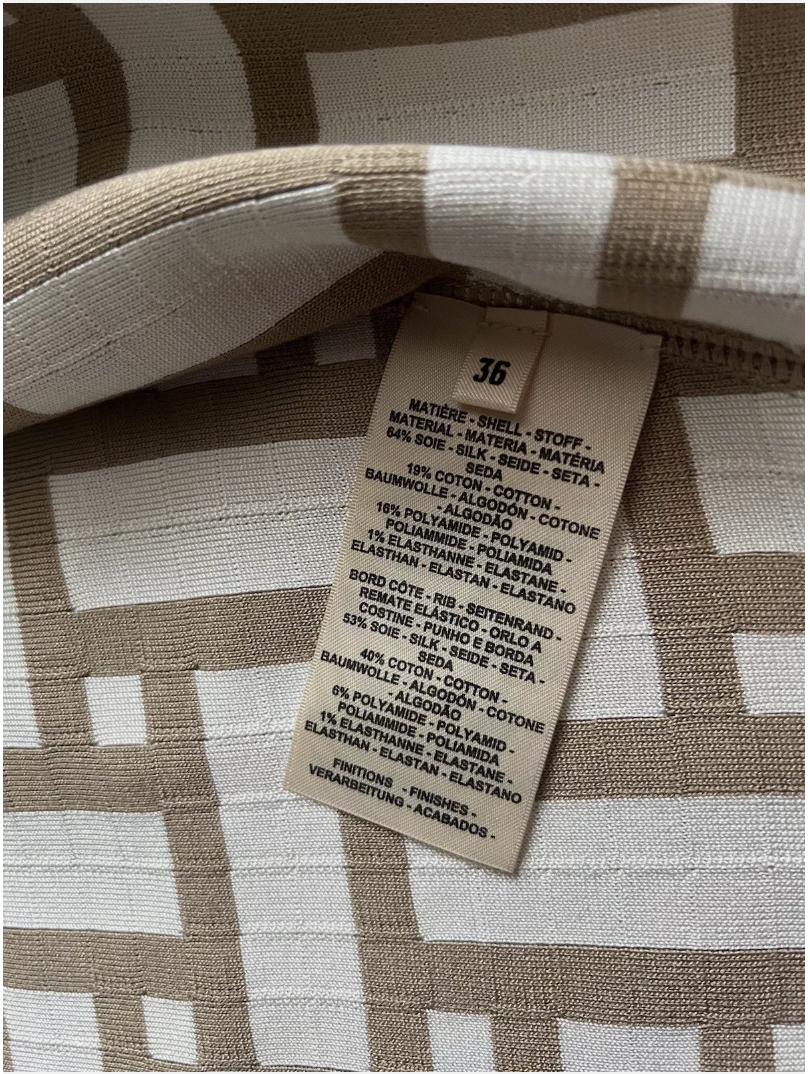 NEW Hermes Mosaique Short Zipped Jacket 38 Beige/Toast $3500 Retail