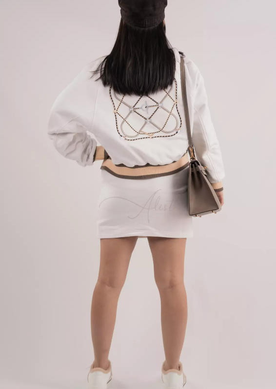 BNIB Hermes Mini Skirt Figure Artistique Embroidered Patch Blanc/white Size 36