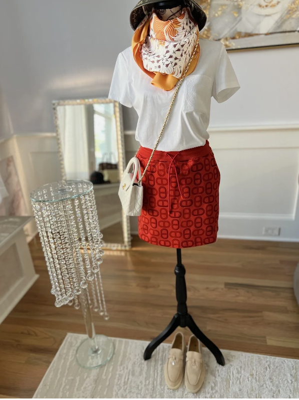 BNIB Hermes Mini Skirt Jupe Chaine D’ancre Rouge Ecarla Size 36