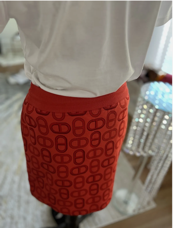 BNIB Hermes Mini Skirt Jupe Chaine D’ancre Rouge Ecarla Size 36