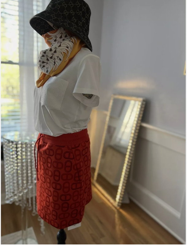 BNIB Hermes Mini Skirt Jupe Chaine D’ancre Rouge Ecarla Size 36