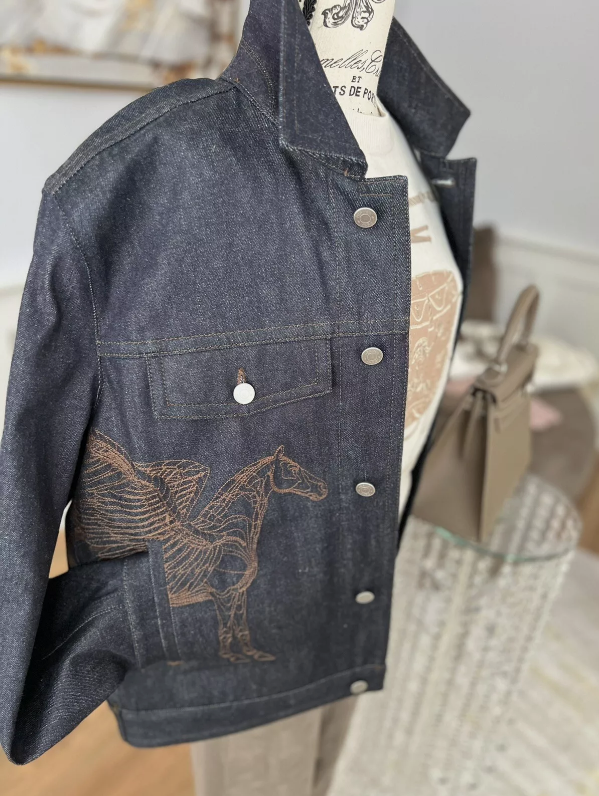 NEW Hermes “Icones au Carre" denim jacket Men 52 SOLD OUT IN STORES!