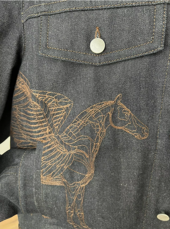 NEW Hermes “Icones au Carre" denim jacket Men 52 SOLD OUT IN STORES!
