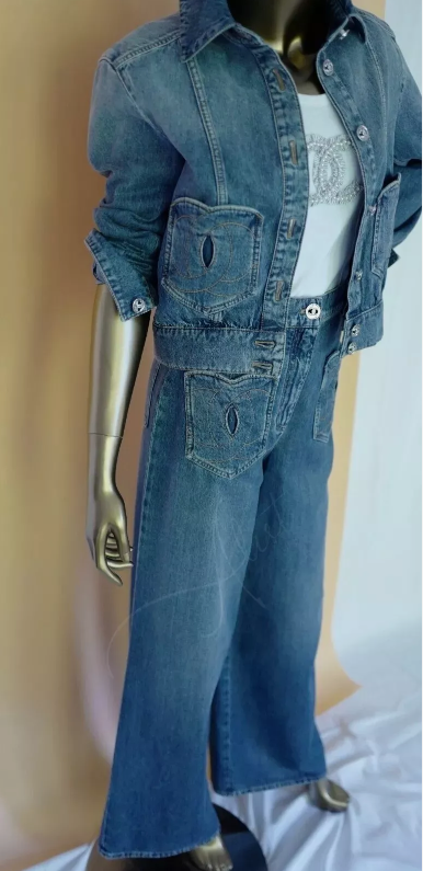 Chanel denim Jeans Pants CC Heart 24P Wide Leg SOLD OUT Size 36 BNIB