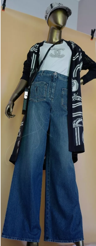 Chanel denim Jeans Pants CC Heart 24P Wide Leg SOLD OUT Size 36 BNIB