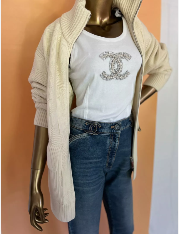 NEW Hermes "H" zipped Blanc Naturel Oversized Cardigan Size 36 Retail Over $3K
