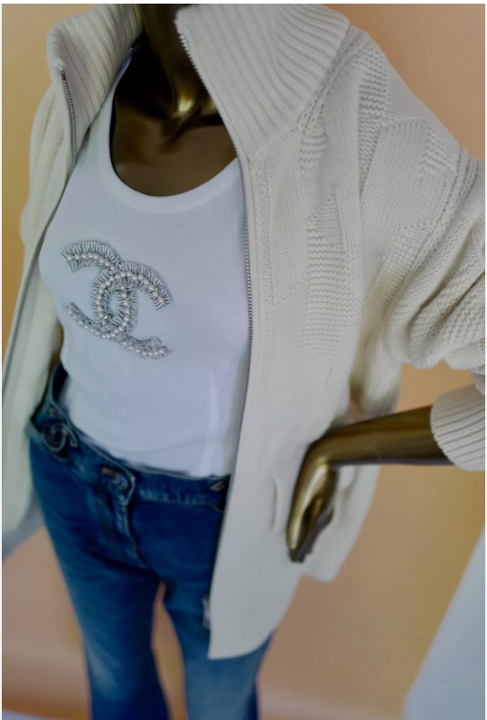 NEW Hermes "H" zipped Blanc Naturel Oversized Cardigan Size 36 Retail Over $3K