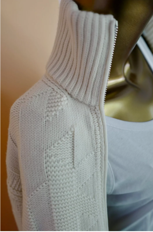NEW Hermes "H" zipped Blanc Naturel Oversized Cardigan Size 36 Retail Over $3K