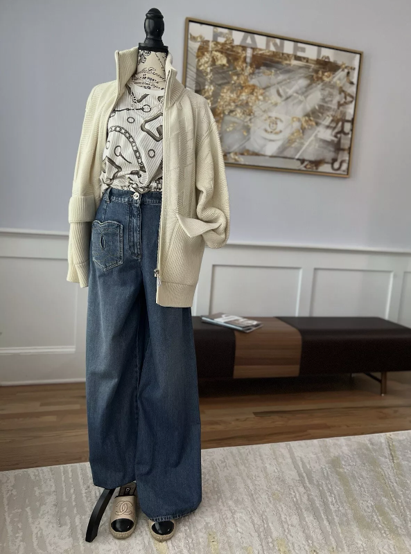 NEW Hermes "H" zipped Blanc Naturel Oversized Cardigan Size 36 Retail Over $3K